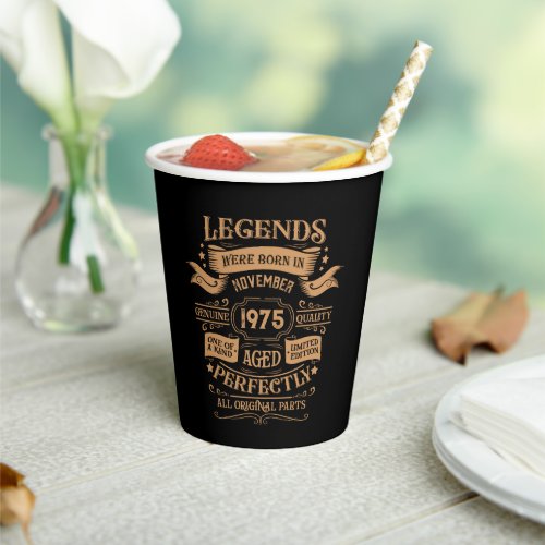 Personalized vintage 50th birthday whiskey themed paper cups