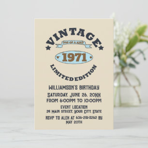 Personalized vintage 55th birthday cocktail party invitation