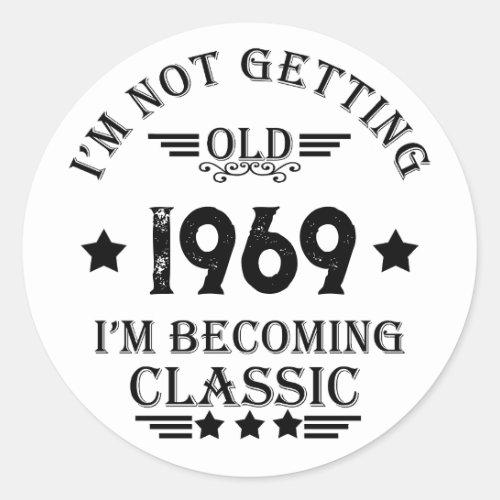 Personalized vintage 55th birthday gift black classic round sticker
