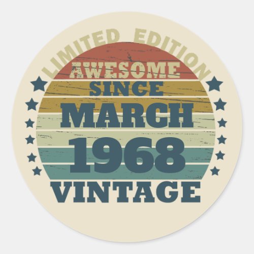 Personalized vintage 55th birthday gift classic round sticker
