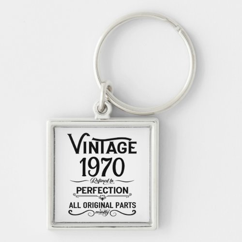Personalized vintage 55th birthday gifts black keychain