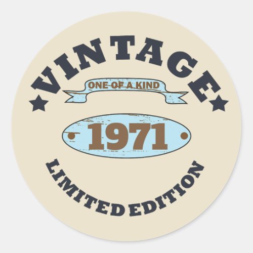 Personalized vintage 55th birthday gifts classic round sticker