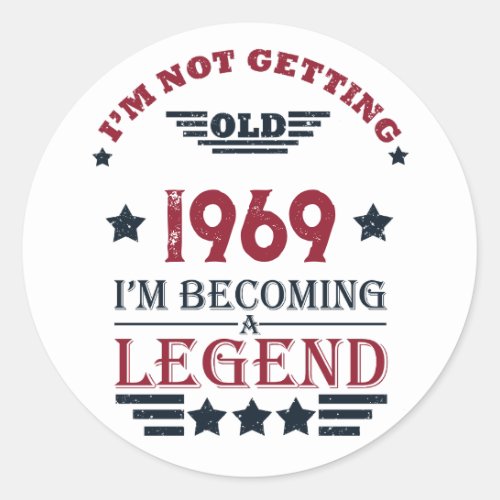 Personalized vintage 55th birthday gifts classic round sticker