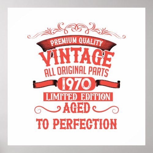 Personalized vintage 55th birthday gifts red poster