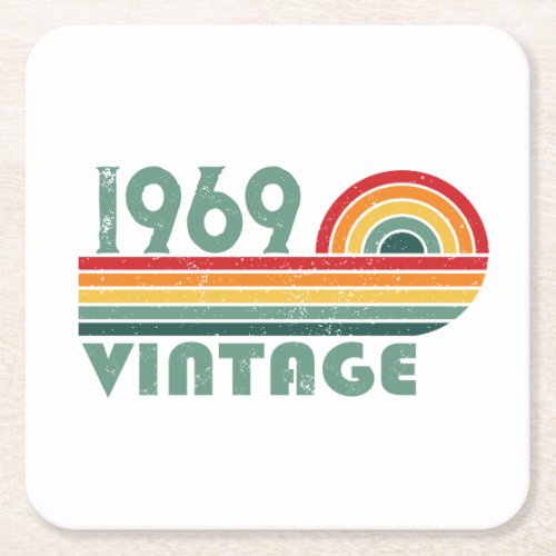 Personalized vintage 55th birthday gifts square paper coaster
