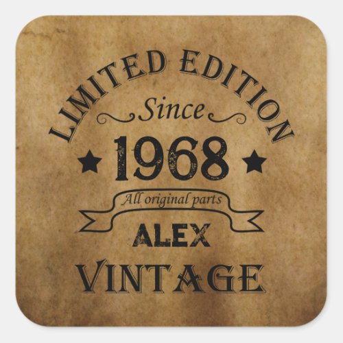 Personalized vintage 55th birthday gifts square sticker