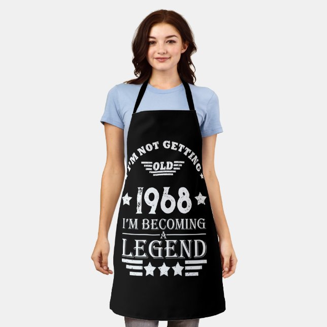Personalized vintage 55th birthday party apron (Worn)