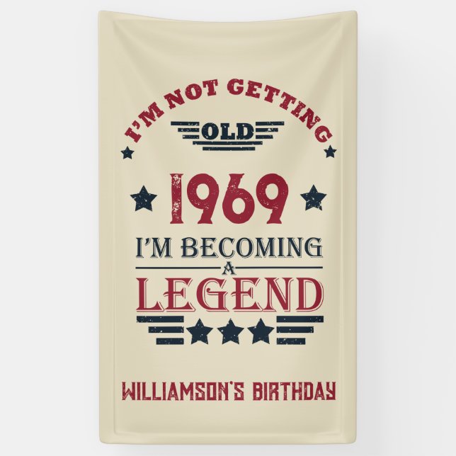 Personalized vintage 55th birthday party banner (Vertical)