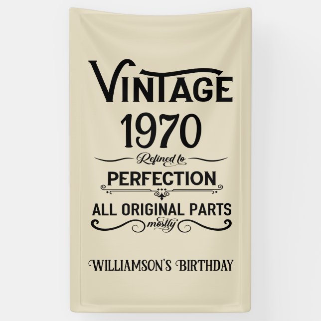 Personalized vintage 55th birthday party banner (Vertical)