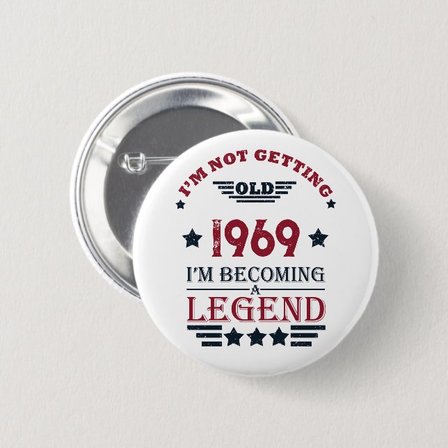 Personalized vintage 55th birthday party button (Front & Back)