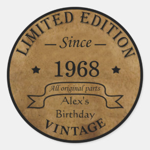 Personalized vintage 55th birthday party classic round sticker