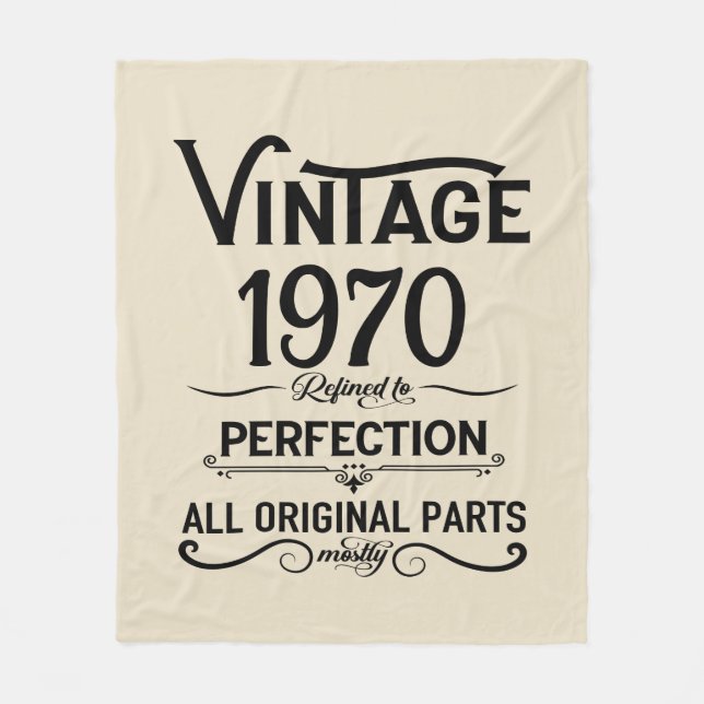 Personalized vintage 55th birthday party fleece blanket (Front)