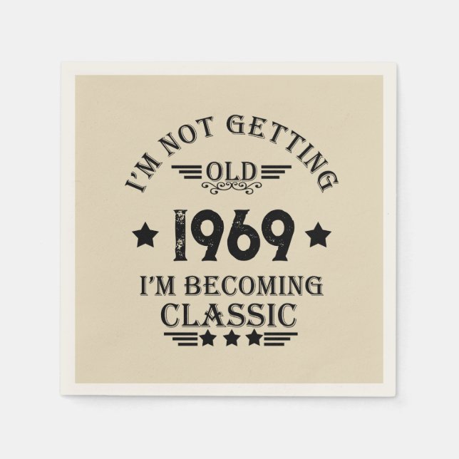 Personalized vintage 55th birthday party napkins (Front)