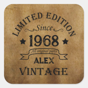 Personalized vintage 55th birthday party square sticker