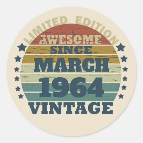 Personalized vintage 60th birthday gift classic round sticker