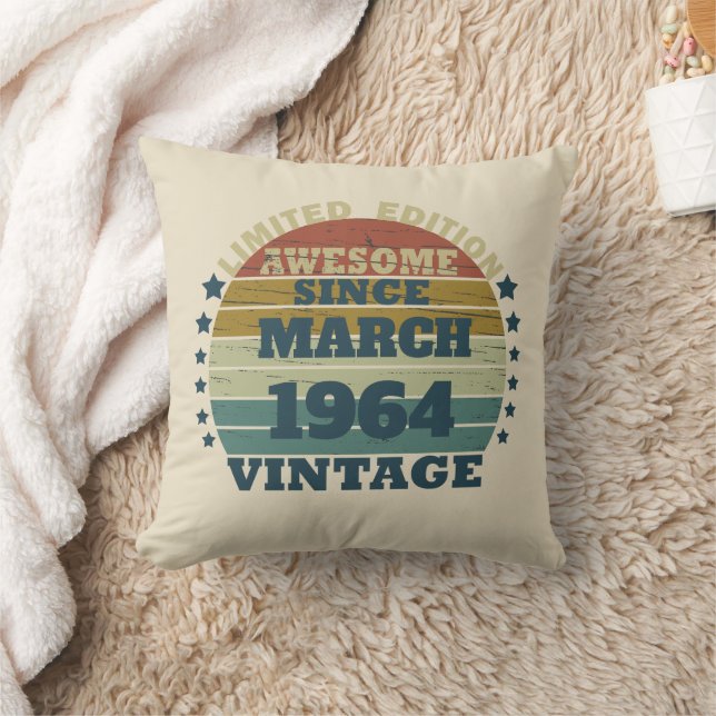 Personalized vintage 60th birthday gift throw pillow (Blanket)
