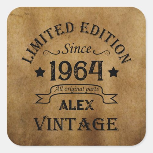 Personalized vintage 60th birthday gifts square sticker