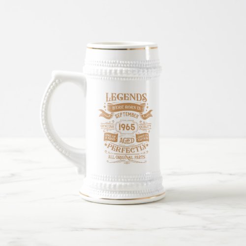 Personalized vintage 60th birthday whiskey label beer stein