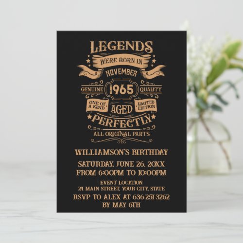 Personalized vintage 60th birthday whiskey label invitation