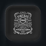 Personalized vintage 60th birthday whiskey themed paper plates<br><div class="desc">Make your birthday special with this unique design. Add a touch of sophisticated elegance to your birthday celebration with our exquisite, one-of-a-kind designs. These graphics bring sophistication and originality to any product, creating a memorable and stylish gift. They are perfect for those who appreciate a touch of timeless glamour on...</div>