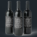 Personalized vintage 60th birthday whiskey themed wine label<br><div class="desc">Make your birthday special with this unique design. Add a touch of sophisticated elegance to your birthday celebration with our exquisite, one-of-a-kind designs. These graphics bring sophistication and originality to any product, creating a memorable and stylish gift. They are perfect for those who appreciate a touch of timeless glamour on...</div>
