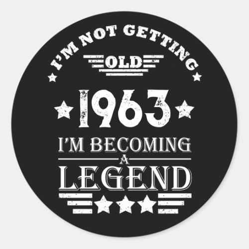 Personalized vintage 60th birthday white classic round sticker