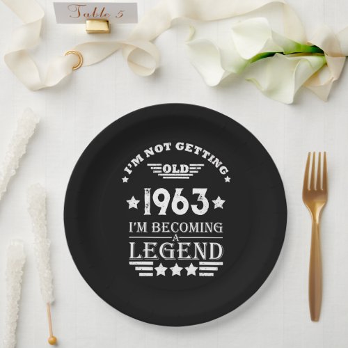 Personalized vintage 60th birthday white paper plates