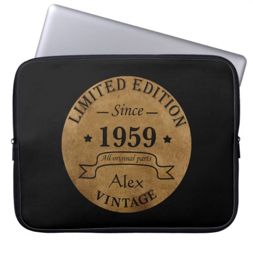 Personalized vintage 65 birthday laptop sleeve