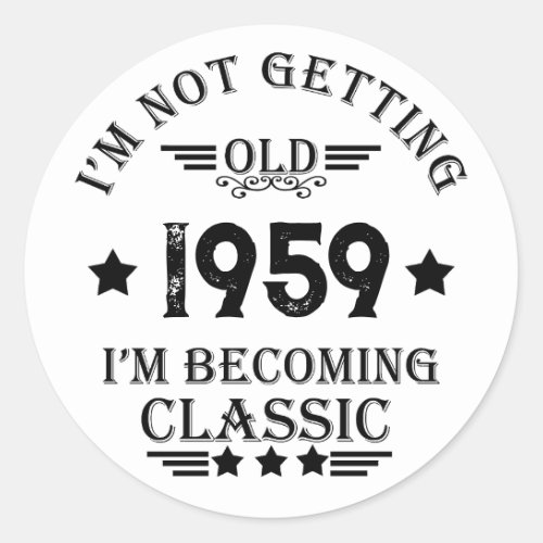 Personalized vintage 65th birthday classic round sticker