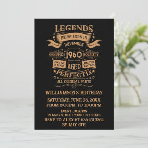 Personalized vintage 65th birthday cocktail party invitation
