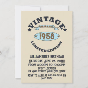 Personalized vintage 65th birthday cocktail party invitation