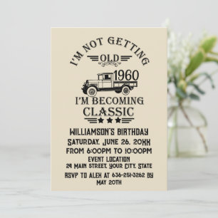 Personalized vintage 65th birthday cocktail party invitation