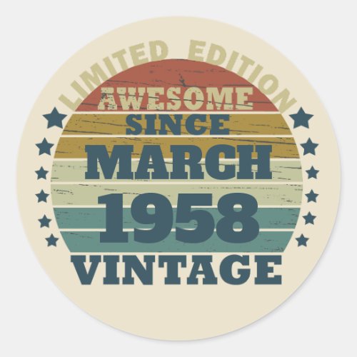 Personalized vintage 65th birthday gift classic round sticker