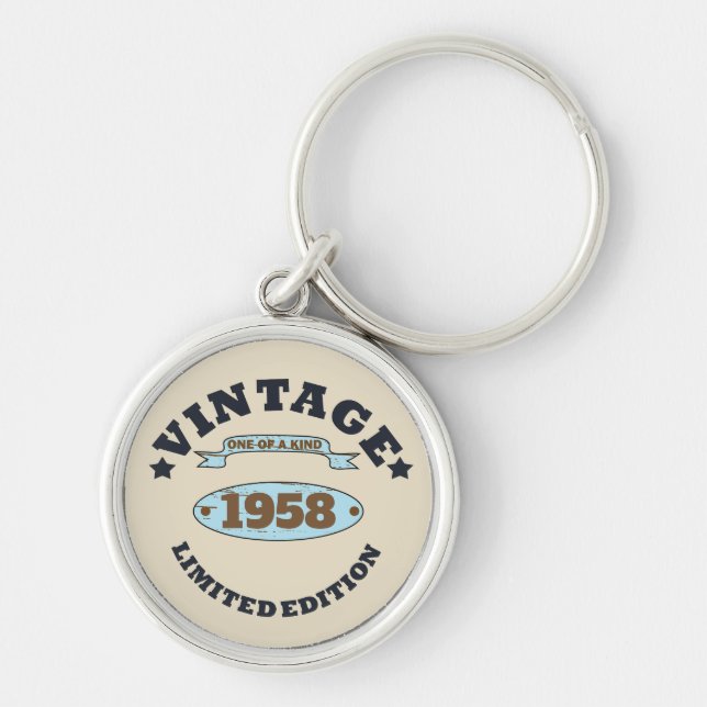 Personalized vintage 65th birthday gift keychain (Front)