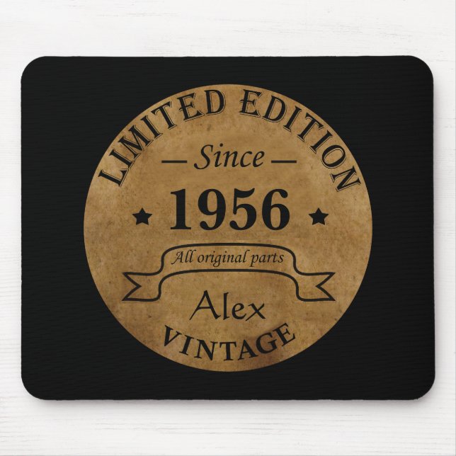 Personalized vintage 65th birthday gift mouse pad (Front)