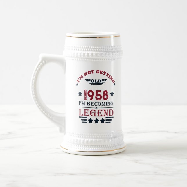 Personalized vintage 65th birthday gifts beer stein (Left)