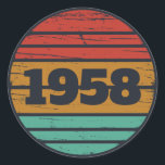 Personalized vintage 65th birthday gifts classic round sticker<br><div class="desc">You can add some originality to your wardrobe collection with this vintage classic birthday graphic design with awesome typography font lettering, It is a great gift for men, women, husbands, wife, girlfriend, and a boyfriend who will love this one-of-a-kind artwork. The best amazing and funny holiday present for your happy...</div>