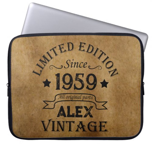 Personalized vintage 65th birthday gifts laptop sleeve