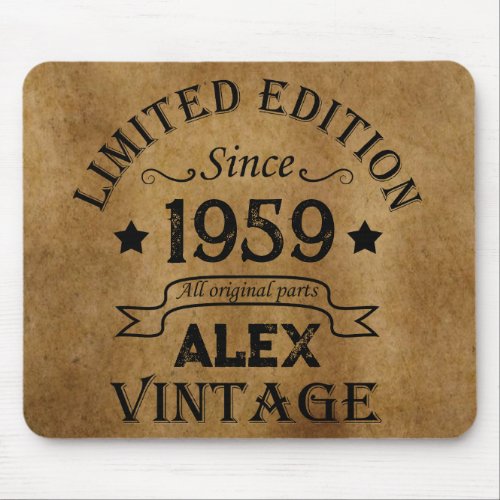 Personalized vintage 65th birthday gifts mouse pad