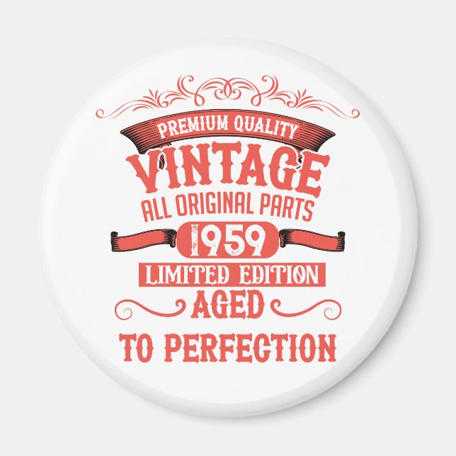 Personalized vintage 65th birthday gifts red magnet (Front)