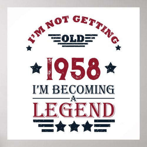 Personalized vintage 65th birthday gifts red poster