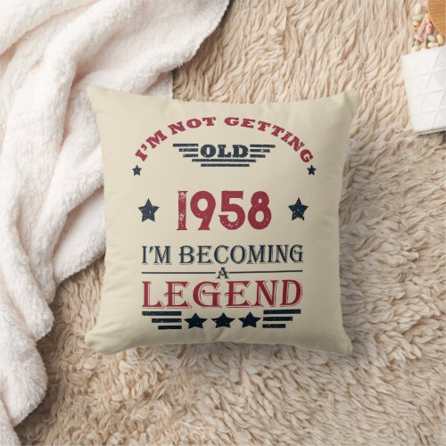 Personalized vintage 65th birthday gifts red throw pillow