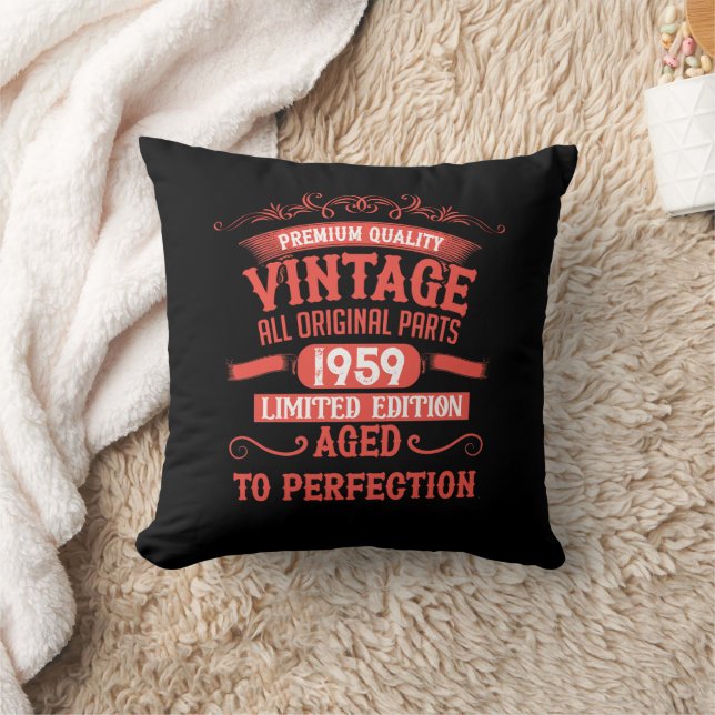 Personalized vintage 65th birthday gifts red throw pillow (Blanket)