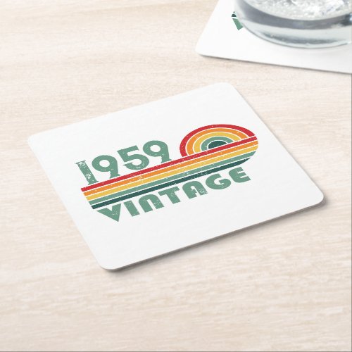 Personalized vintage 65th birthday gifts square paper coaster