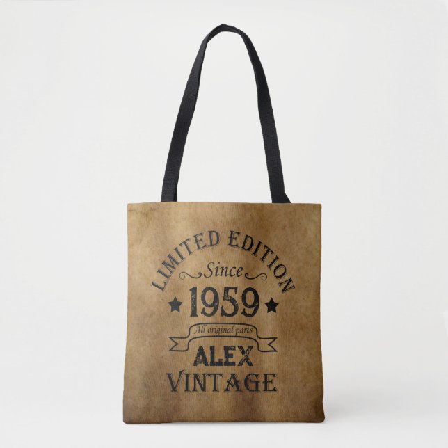 Personalized vintage 65th birthday gifts tote bag (Front)