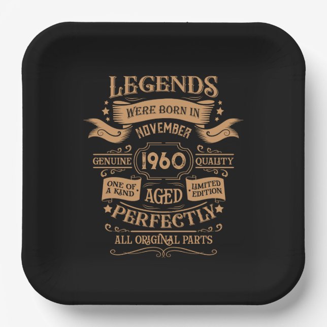 Personalized vintage 65th birthday legends gifts paper plates (Front)