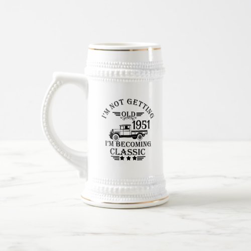 Personalized vintage 65th birthday mens gifts beer stein