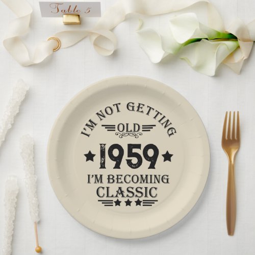 Personalized vintage 65th birthday paper plates