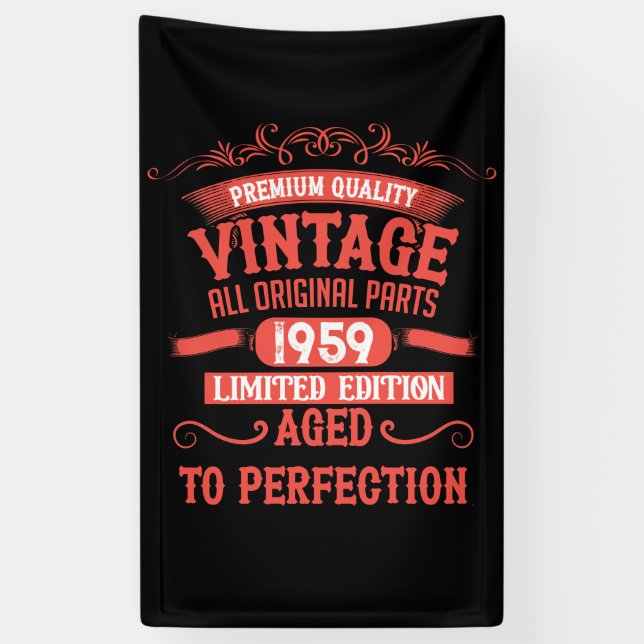 Personalized vintage 65th birthday party banner (Vertical)