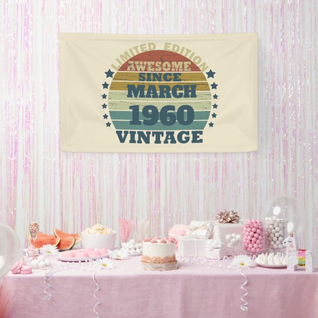 Personalized vintage 65th birthday party banner (Party)